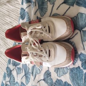 Michael kors sneaker wedges coral/white/brown